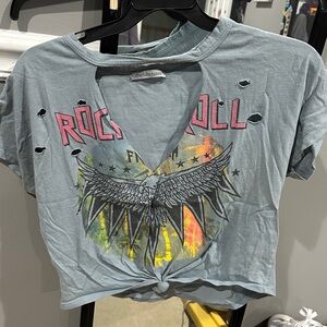 Charlotte russe Blue Rock and Roll Wing Tee